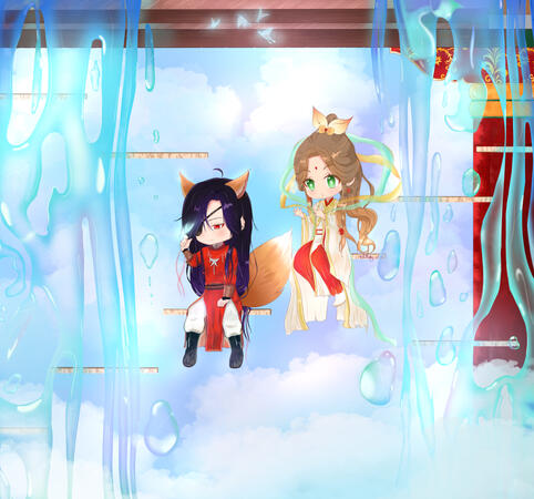 Chibi HuaLian on a date in the sky
